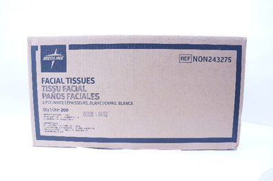 Medline NON243275 Facial Tissues, 2-Ply, White - Case of 200